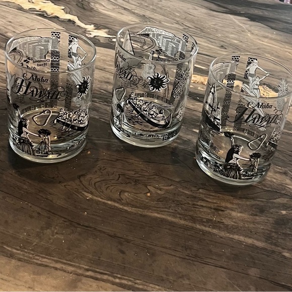 federal glass Other - Vintage Federal Glass Aloha Hawaii Rocks Glasses Three Tiki Novelty Hula Mai Tai